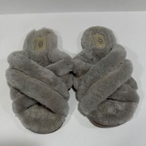 UGG Gray Fluffy Slippers